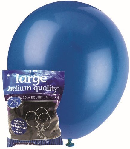 25pk Decorator Helium Quality Latex Balloons 30cm - Sapphire Blue - Everything Party