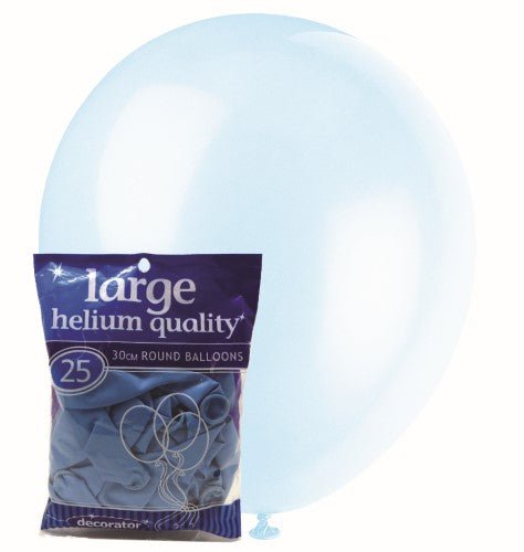 25pk Decorator Helium Quality Latex Balloons 30cm - Sky Blue - Everything Party