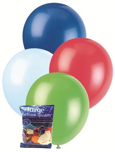 25pk Decorator Latex Helium Quality Balloons 30cm - Assorted Muti Colour - Everything Party
