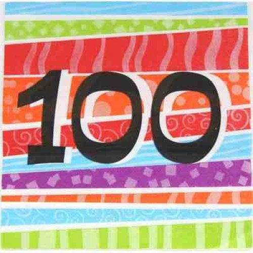 25pk Printed 100 Luncheon Napkins - 100th Birthday - Everything Party