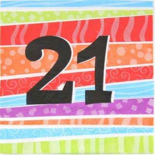25pk Printed 21 Luncheon Napkins - 21st Birthday - Everything Party