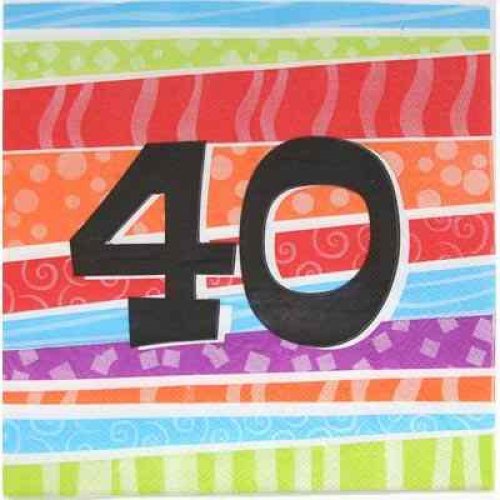 25pk Printed 40 Luncheon Napkins - 40th Birthday - Everything Party