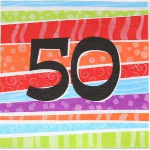 25pk Printed 50 Luncheon Napkins - 50th Birthday - Everything Party
