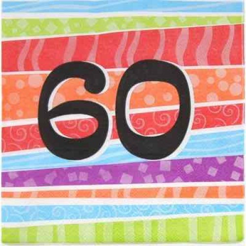 25pk Printed 60 Luncheon Napkins - 60th Birthday - Everything Party