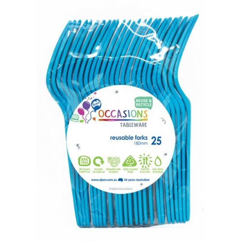25pk Reusable Plastic Fork - Azure Blue - Everything Party