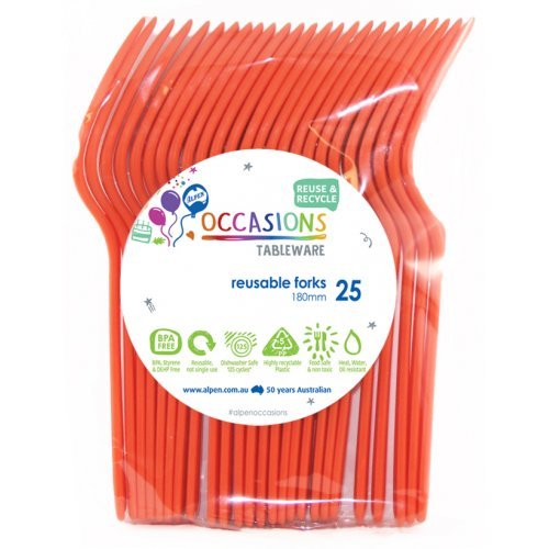 25pk Reusable Plastic Fork - Orange - Everything Party