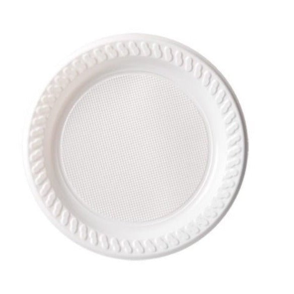 25pk Reusable Plastic White Snack Plates 18cm - Everything Party