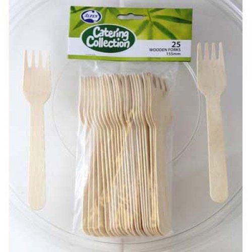 25pk Wooden Forks - Everything Party