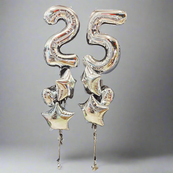 25th Birthday Jumbo Foil Number Helium Balloon Bouquet - Everything Party