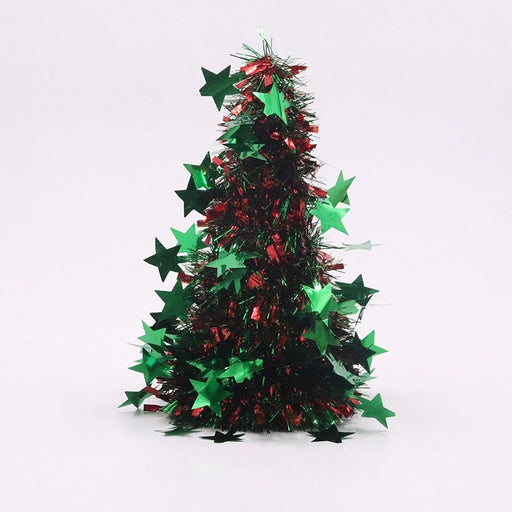 26cm Red & Green Starburst Christmas Tinsel Tree - Everything Party