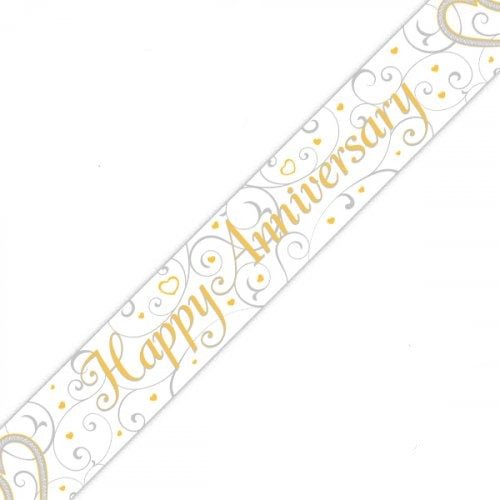 2.7m Holographic Happy Anniversary Foil Banner - Everything Party