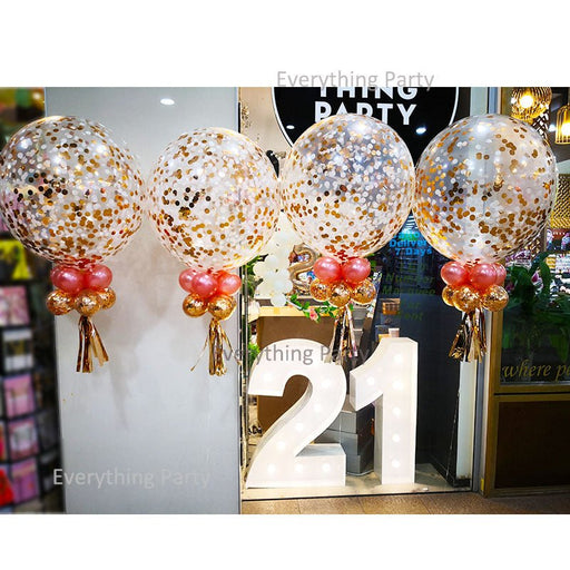 2ft Jumbo Rose Gold Confetti Balloon Bouquet - Everything Party