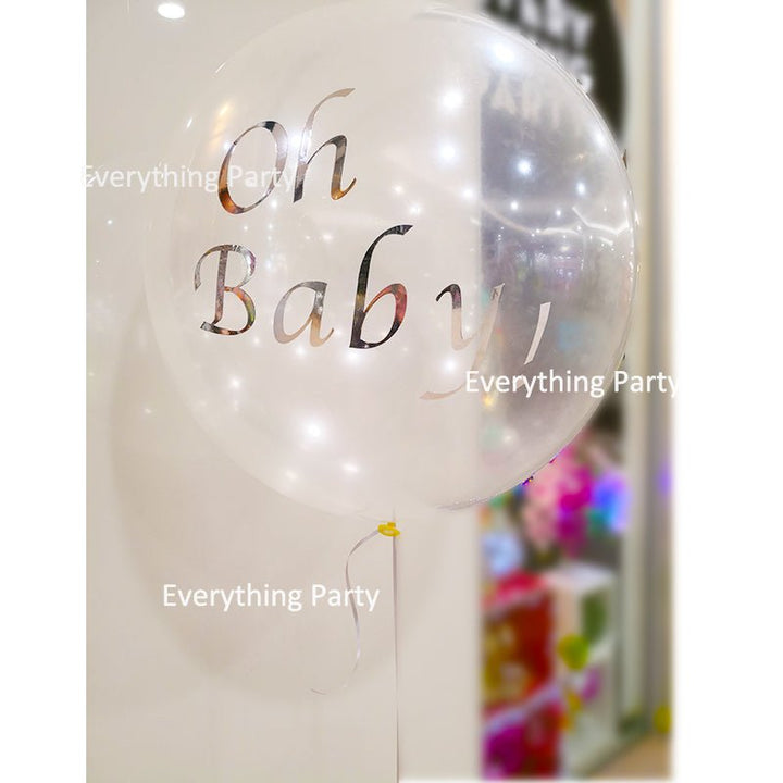 2ft Transparent Jumbo Helium Balloon with Customized Writing - Baby Shower - Everything Party