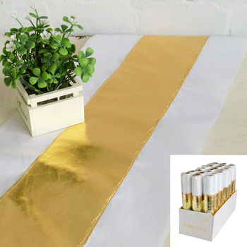 2m White & Gold Table Runner - Everything Party