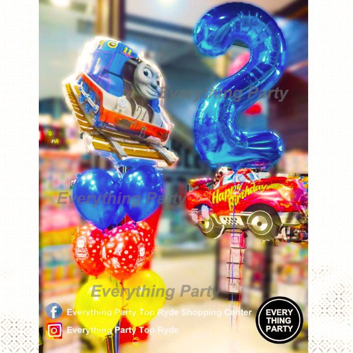 2nd Birthday Boy Thomas Theme Helium balloon bouquet - Everything Party