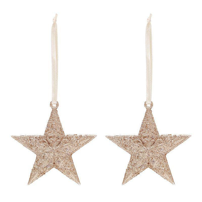 2pk Champagne Star Tree Ornament Christmas Decoration - Everything Party