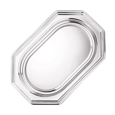 2pk Deluxe Metallic Silver Medium Round Octagonal Platters 45cm - Everything Party
