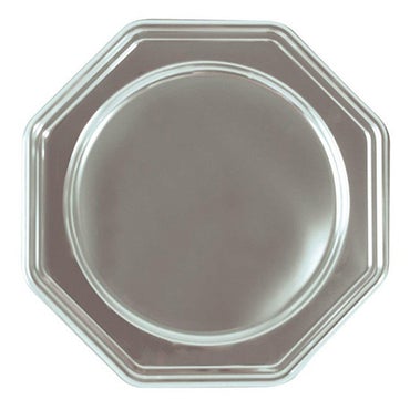 2pk Deluxe Metallic Silver Round Octagonal Platters 30cm - Everything Party