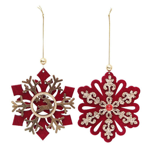 2pk Flocked Snowflake Tree Ornaments Christmas Decoration - Everything Party