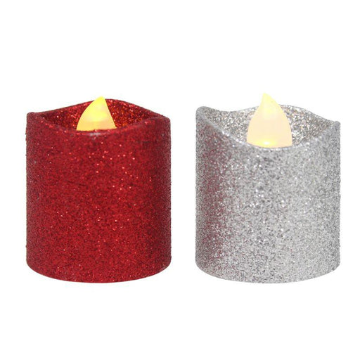 2pk Metallic Glitter Christmas LED Tealight 5cm - Everything Party