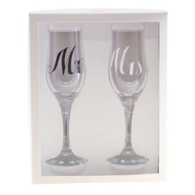 2pk Mr & Mrs Champagne Glasses - Everything Party