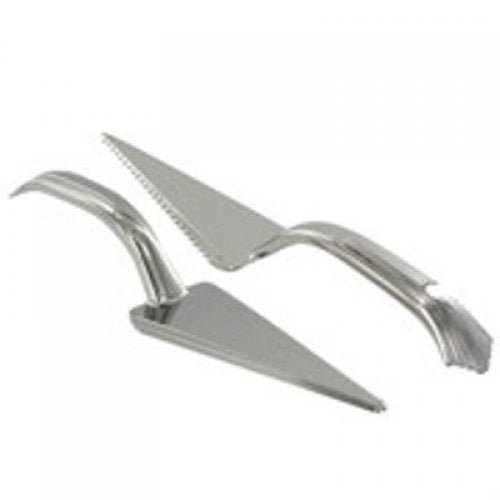 2pk Stainless Steel Look Silver Plastic Cake Cutter - Everything Party