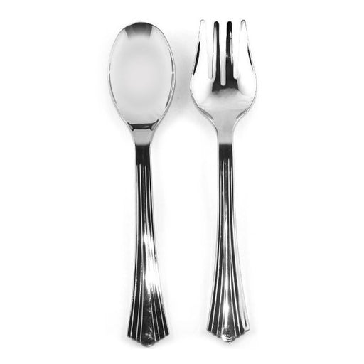2pk Stainless Steel Look Silver Plastic Salad Servers - Everything Party