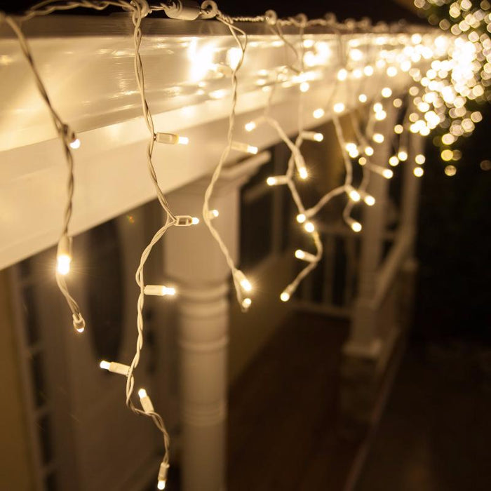 300 Super Bright Extra Long LED Icicle String Lights 17.5m - Warm White - Everything Party