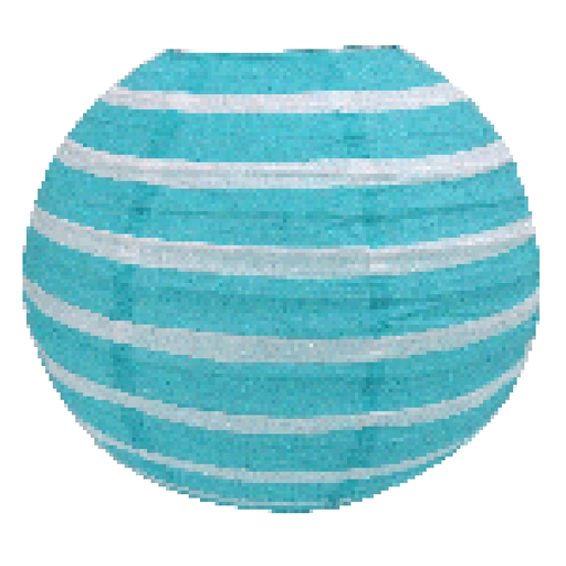 30cm Stripe Paper Lantern - Aqua Blue - Everything Party