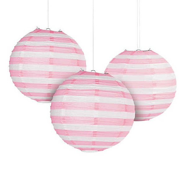 30cm Stripe Paper Lantern - Light Pink - Everything Party