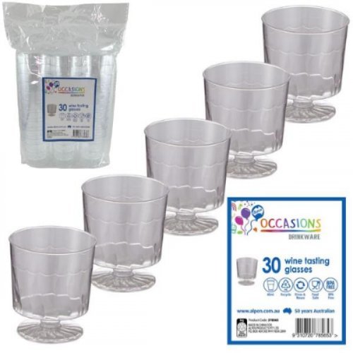 30pk Clear Plastic Wine Tasting Glasses 45ml - Everything Party