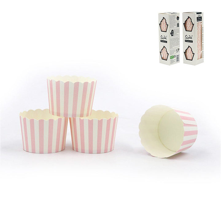 30pk Pink Paper Baking Cupcake Cups with White Stripe - Everything Party