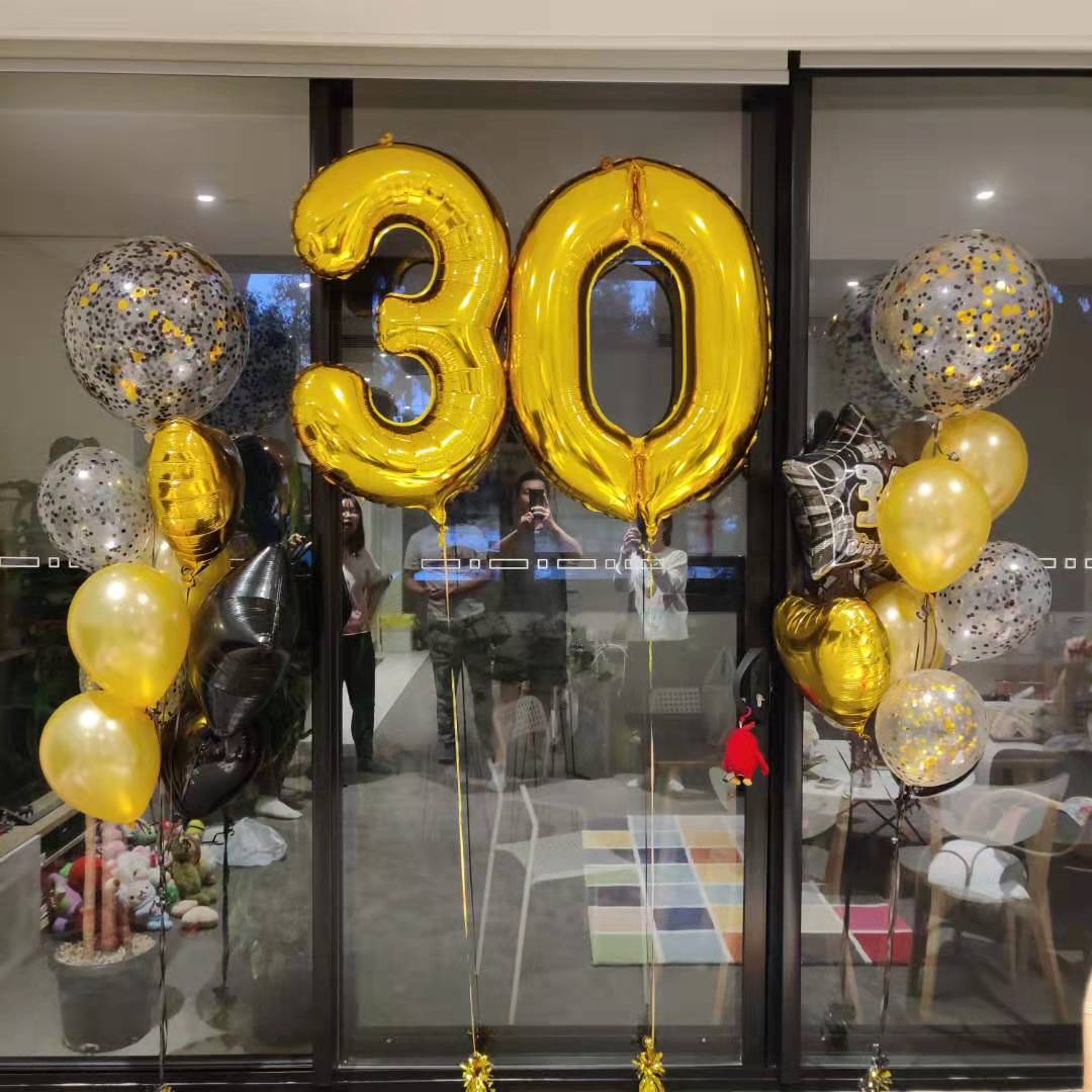 50th Birthday Gold Sparkling Helium Balloon Bouquet