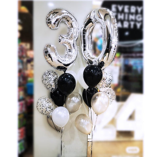 30th Birthday Jumbo Foil Number Helium Balloon Bouquet - Everything Party