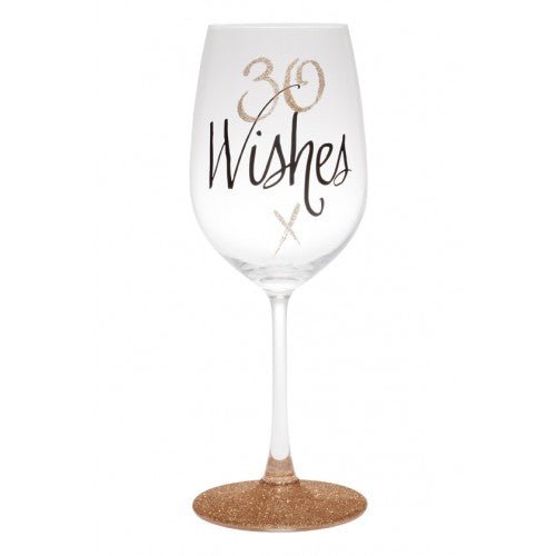 30th Birthday Wishes Rose Gold Wine Glass - Everything Party