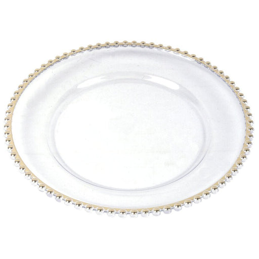 33cm Clear Charger Plater with Gold Rim - Everything Party