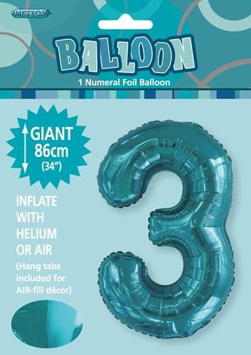 34" Jumbo Number Foil Balloon - Number 3 ( 11 Colours ) - Everything Party