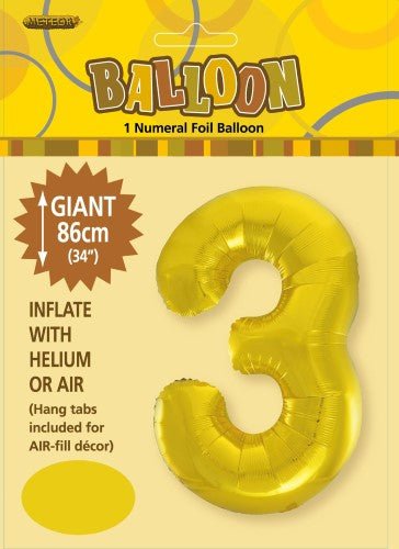 34" Jumbo Number Foil Balloon - Number 3 ( 11 Colours ) - Everything Party