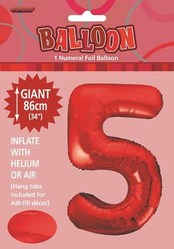 34" Jumbo Number Foil Balloon - Number 5 ( 11 Colours ) - Everything Party