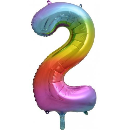 34" Jumbo Rainbow Number Foil Balloon - Number 2 - Everything Party