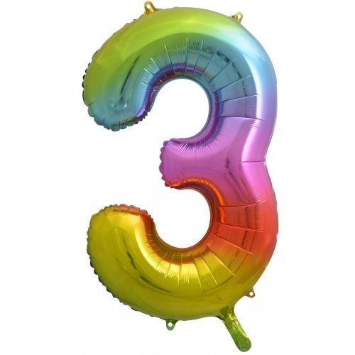 34" Jumbo Rainbow Number Foil Balloon - Number 3 - Everything Party