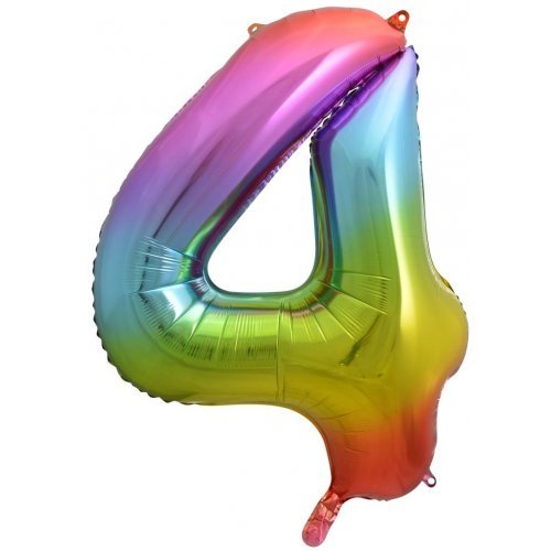 34" Jumbo Rainbow Number Foil Balloon - Number 4 - Everything Party
