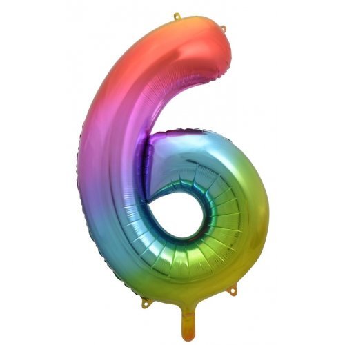 34" Jumbo Rainbow Number Foil Balloon - Number 6 - Everything Party