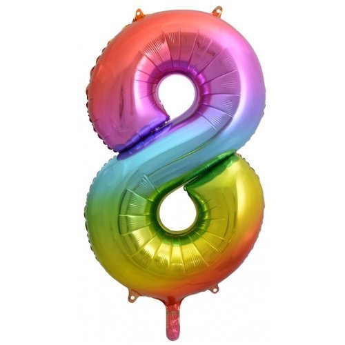 34" Jumbo Rainbow Number Foil Balloon - Number 8 - Everything Party