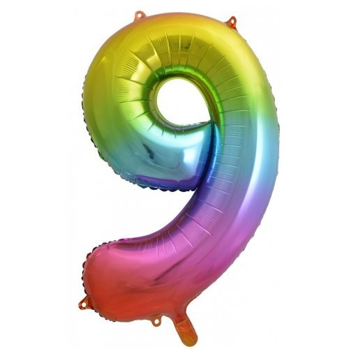 34" Jumbo Rainbow Number Foil Balloon - Number 9 - Everything Party