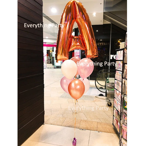 34" Jumbo Rose Gold Foil Letter Helium Balloon Bouquet - Everything Party