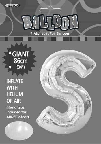 34" Meteor Jumbo Foil Balloon - Letter S (3 Colours) - Everything Party