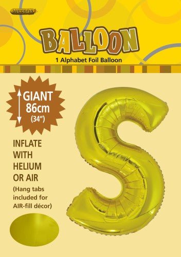 34" Meteor Jumbo Foil Balloon - Letter S (3 Colours) - Everything Party
