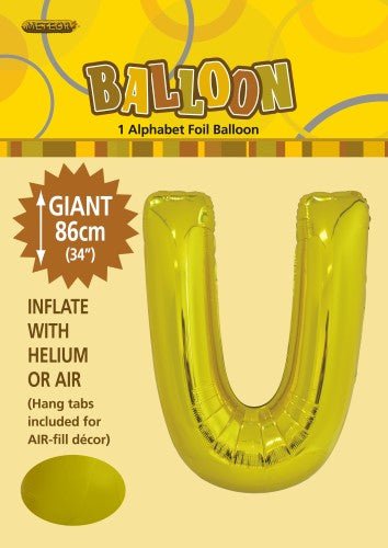 34" Meteor Jumbo Foil Balloon - Letter U (3 Colours) - Everything Party