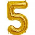 34" Number 5 Shape Foil Balloon - Gold - Everything Party